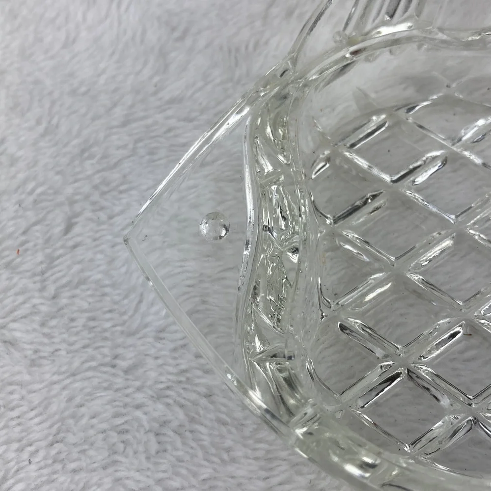 VTG Czechoslovakian Cubist Clear Glass Fish Ashtray Petite Set of 4, 4”